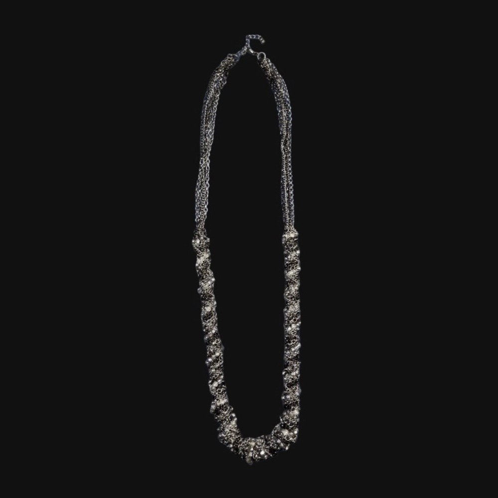 Gunmetal / Rhinestone Necklace (Medium Length)